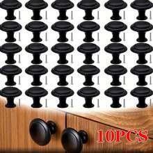 10pcs Matte Black Aluminum Cabinet Knobs, Solid Metal Round Drawer Pulls, 1 Inch Flat Stainless Steel Handles Suitable For Nursery, Kitchen, Dresser And Doors