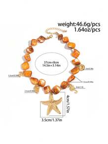 1 Peça Colar de Estilo Boêmio com Pingentes Metálicos de Estrela-do-mar, Tartaruga Marinha, Concha, Cavalo-marinho, Colar Gargantilha com Contas de Concha Natural Irregular, Adequado para Uso Diário de Mulheres, Presente de Feriado, Decoração de Festa na Praia, Joia Encantadora