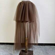 Women's Colorful Stylish Asymmetrical Tulle Skirt, Europe And America Design, Sexy Hem, Suitable For Daily Wear And Stage Performance