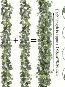 1-4 Packs Faux Greenery Garland Vines, Eucalyptus Leaves Decor Rattan For Valentine's Day Decor, Suitable For Wedding Party Home Decor, Fake Green Vine For Tablecloths And Home Decoration
