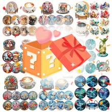 1/2 Set 6-10 Stück DIY Diamant Malerei Untersetzer Mystery Box - Zufällige Muster mit speziell geformten Edelsteinen, einschließlich Tiere, Blumen, Landschaften, Cartoons, Feiertags-Themen - handgemachte Getränkeuntersetzer für Zuhause, Küche oder als Geschenk