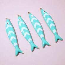 5pcs 40x8mm Stainless Steel Enamel Fish Charms Pendant DIY Jewelry Making Accessories Findings For Necklace Earrings Bracelets