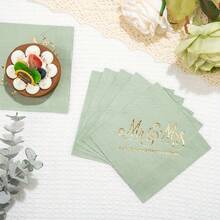 Wedding Napkins Disposable 100 PCS, Gold Foil Mr And Mrs Paper Cocktail Napkins For Wedding Dinner Party, 2-Ply,