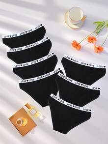 7Pcs Low Waist Briefs Women Letter Belt Underwear Women Knickers Women Comfortable Panties Pack Set Lingerie Sexy Knickers Solid Panty SeamlessPanties For Women Black Shorts Halloween Costume For Women Fall Clothes For Women - Multicolor - View 4