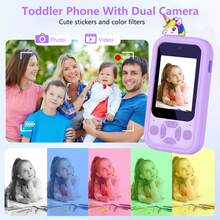 Kids Toy Smartphone, Gifts And Toys For Girls Boys Ages 6+ Years Old, 2.8" Fake Play Unicorn Toy Phone Music Dual Camera Games, Music Player, 32GB Card, Birthday - 紫色 - 查看 2