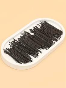 100pcs/Box Women Classic Plastic Hair Clips, Black Wavy Barrette Styling Accessories For Everyday Use Claw Clips Hair Claws Hair Barrettes