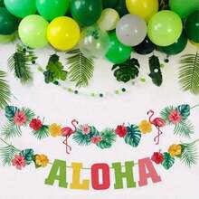 Hawaiian Party Decorations Flamingo Garlands Hawaii Luau Tropical Party ALOHA Banner For Summer Beach Birthday Party Decoration Luau Party Supplies Tropical Theme Summer Beach Pool Party Decorations Luau Birthday Party Decor