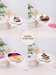 1 قطعة إطار تطريز خشبي بلوط عالي الجودة لون بيج، إطار تطريز دوار متعدد الوظائف مع تصميم مشبك واسع، سهل التركيب والاستخدام، مناسب للمطرزين المبتدئين والبالغين، يأتي مع 1 إطار تطريز