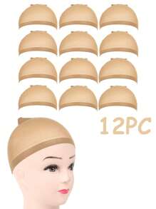 Toucas Marrons para Mulheres, Touca de Renda para Peruca Frontal, Touca Calva para Perucas, Vermelho Marrom, 20/12 Peças