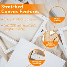 8x8 Inch Stretched Canvas For Painting, Pack Of 8, 5/8 Inch Profile Value Bulk Pack For Acrylics, Oils Painting,Back To School,School Supplies