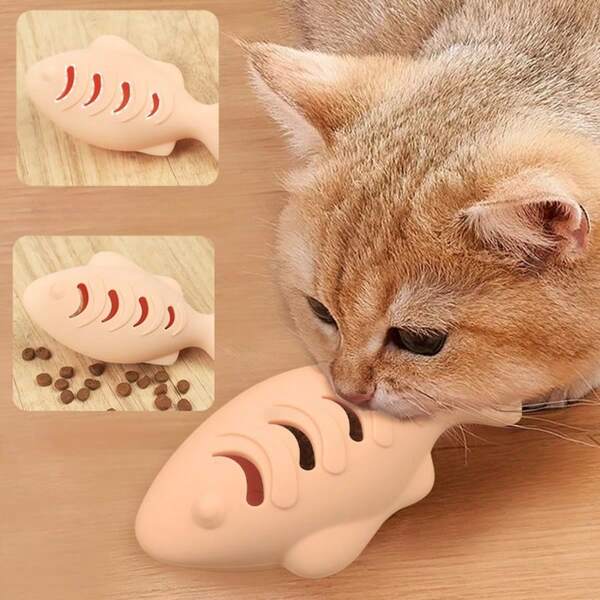 Cat Silicone Fish Shaped Toy, Flipping Fish Self-Play Cat Wand, Cat Fish Chew Toy, Cat Accessories, Mint Flavor Toys