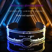 1pc LED 7-Color Illuminated Glasses - Sci-Fi Honeycomb Design - Futuristic Technology Style Glasses - Cyberpunk Eyewear - Cool Colorful Glasses - Dual Control 12 Modes - Curved Dual Temples Design (Stable Wear, Less Likely To Fall Off) - Perfect Gift - Birthday Gift - Ideal Present - Surprise Gift - Holiday Gift - Seasonal Gift - Halloween Gift - Christmas Gift - Stunning Costume Effect - Unlock Your Cyberpunk World - Gift - Toy