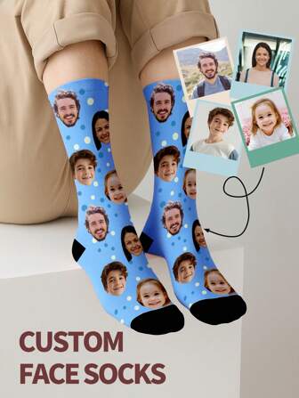 1 Pair Custom Face Socks, Custom Photo Sock, Custom Printed Socks, Personalized Funny Face Socks, Custom Picture Socks, Put Any Face On The Socks, Anniversary Gift, Valentine Gift, Birthday Gift Unique, Customized Treasure Finds, Winter Fashion, Christmas Gift, Fall Socks,Underwear & Sleepwear,Easy Comfort,Anniversary Gift, Valentine Gift, Birthday Gift, Wedding Gift