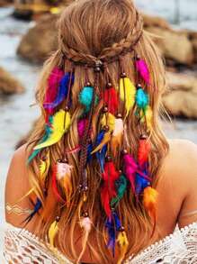 Bandana de mujer, diademas hippie, accesorios para el cabello con arcoíris, diadema bohemia con plumas, diadema turbante, banda deportiva, cinta para el cabello de moda