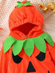 Baju Terusan Bayi Berkerudung Lengan Panjang Motif , Halloween - Jeruk - View 4