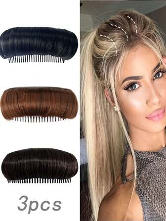 2pcs Women Slouchy Invisible Hair Pads Volumizing Bun Maker Hairpieces Hair Clip Accessories ,Hair Styling Kit ,Hair Tool Kit