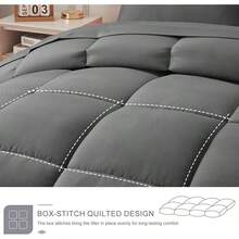 Newspin Queen Bed In A Bag 8 Pieces Comforter Set, Black All Season Bed Set, Queen Bedding Sets With Comforter And Sheets, Pillow Shams, Flat Sheet, Fitted Sheet, Pillowcases And Bed Skirt - 灰色 - 查看 7