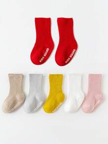 3 pares de calcetines antideslizantes para bebé, calcetines de caña alta de unicolor versátiles para niños de 1 a 3 años