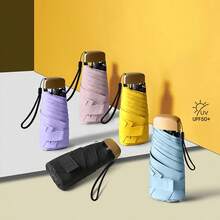 1 件，迷你旅行遮阳伞带保护套，小巧紧凑防紫外线雨伞，轻便防风遮阳伞，适合徒步旅行