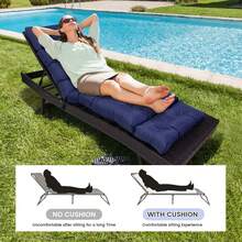 Outdoor Folding Lounger Chair Cushion Recliner Rocking Chair Sofa Mat Chair Cushion For Yard Patio Beach Pool Deck For Outdoor Folding Chaise Lounge Chair Cushion For Beach Sunbathing Patio - 藏蓝色 - 查看 4