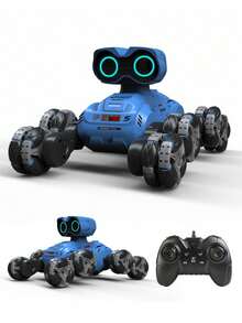 1 件遥控机器人玩具车，2.4GHz 8 轮机械遥控特技越野车，带音乐、灯光、360° 旋转，适合作为 6-12 岁儿童男孩女孩的生日、节日、圣诞节、复活节礼物