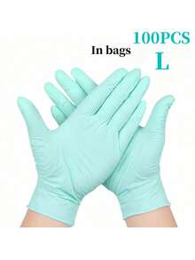 100pcs Light Green Nitrile Disposable Gloves - Thicker & Comfortable, Suitable For Kitchen Cleaning, Dishwashing, Beauty Care, Pet Bathing Etc. - Waterproof - Light Green - View 19
