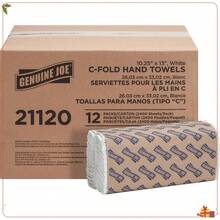 Genuine Joe C-Fold Towels 1-Ply 13"X10-1/8" 200 Towels/PK 12/CT WE 21120 - 多色 - 查看 1