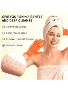 10 件装沐浴去角质手套,可重复使用沐浴手套,用于擦洗、背部磨砂、按摩和身体去角质,身体清洁配件,重返校园 - 彩色 - 查看 5