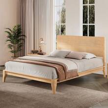MERAX Mid-Century Modern Queen Size 12 Inch Bamboo Wood Platform Bed With Wood Slat Support, No Box Spring Needed, Easy Assembly,Natural - Natural-Queen Size - View 3
