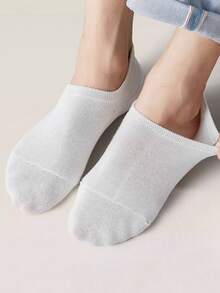 6 Pairs White Black Plain Cotton Invisable Anti-Slip Breathable Moisture-Wicking Casual Business And  Athletic Running Sports No-Show Low-Cut Men Liner Socks For Spring And Summer - Black and White - View 4