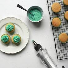 Set de pistola para decorar con glaseado, kit de decoración de pasteles de acero inoxidable, herramienta para entubar betún, 6 boquillas para entubado de glaseado, suministros para rellenar magdalenas - 1 - Ver 2
