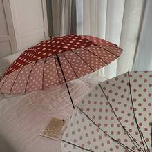 Retro French Dot Umbrella, Curved Pattern Sunscreen Umbrella, Umbrella For Both Sunny And Rainy Days