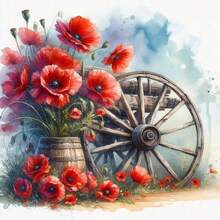 5D钻石画套装，木桶花钻石画，人造钻石刺绣艺术针线活，墙面装饰惊喜礼物，适合生日、圣诞节、万圣节、感恩节