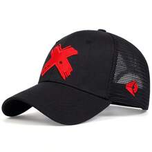 Gorra de béisbol de malla de verano para hombre, gorra con letras X para deportes al aire libre para mujer, gorras transpirables Unisex, gorras de camionero de Hop HE8S - Blanco y negro - Ver 7