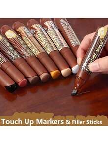 1 Marcador de reparación de muebles, gabinete de madera, varilla de relleno y reparación de piso, kit de recuperación de arañazos, bolígrafo de retoque de pintura, kit de reparación de material compuesto (se envían algunos estilos, posiciones o logotipos al azar y no afectan el uso)