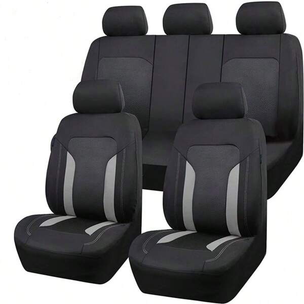 REMAX 9pcs Set Car Seat Covers Set Mesh Fabric Airbag Compatible Universal Fit Van Truck Car Suv Seat Cushion Auto Accessories For Women New Design
