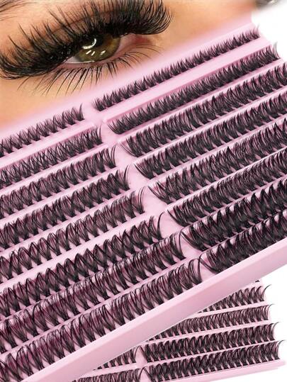 Cílios postiços individuais 30D/40D/50D/60D/80D altamente curvados, macios e naturais, 8-16 mm mistos, 0,07 mm de diâmetro, ultraleves, 16 fileiras, 320 unidades, à prova d'água, de vison, em um único conjunto, com efeito 3D, adequados para maquiagem leve, maquiagem pesada, visual diário, cílios de cosplay, portáteis para uso diário ou para sair em todas as ocasiões