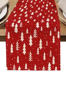 1 pieza Camino de mesa impreso con patrón de árbol de Navidad, 4/6/8 piezas Individuales impresos con patrón de árbol de Navidad, adecuados para fiestas, cumpleaños, cenas, cocina, comedor, decoración del hogar y la habitación para todo el año, decoración de mesa