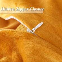 DIvellow Velvet Duvet Cover Queen Set Sage Green Comforter Cover 3Pcs Ultra Soft Cover Breathable Solid Luxury Flannel Velour Duvet Cover Zipper Closure Corner Tie - 金色 - 查看 6