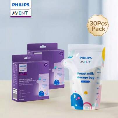 Philips Avent 30pcs 6.76oz Avent Milk Storage Bag For Refrigeration And Preservation Of Breast Milk Portable Storage Bag With Spout Design