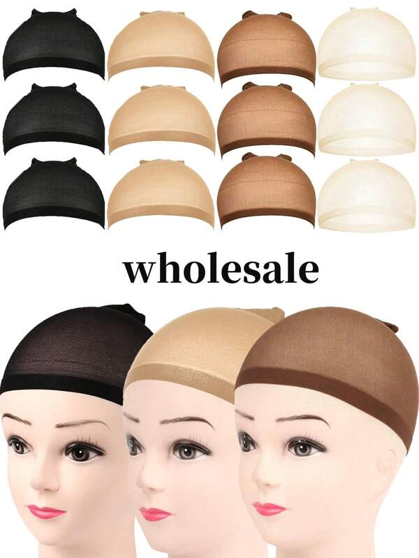 Wholesale Wig Caps For Women And Men, Stretchy Nylon Closed-End Hair Net In Black, Brown, Beige, And Transparent Colors
