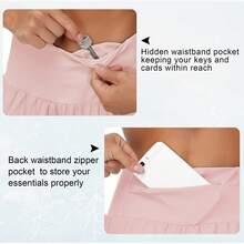 Womens High Waisted Running Shorts Quick Dry Athletic Workout Shorts With Mesh Liner Zipper Pockets - 粉色 - 查看 3