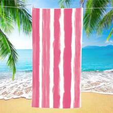 1pc Extra Large Size, Multi-Size, Blue, Navy Blue, Pink, Light Gray, Watercolor Striped, Super Soft Microfiber, Printed, Absorbent Bath Towel, Beach Towel, Essential For Vacation, Beach, Swimming Pool, Gym, MultipurposeTravel Essentials Travel Accessories Beach Essentials
