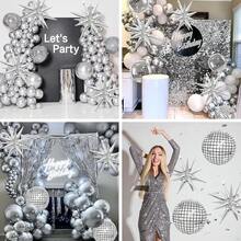 Square Foil Balloon Wall, 25 PCS Double Sided Khaki Apricot Mylar Balloons Matte Beige Balloon Backdrop Shower Decoration Wedding Boho Birthday Party Decoration - Disco Ball Star - View 7