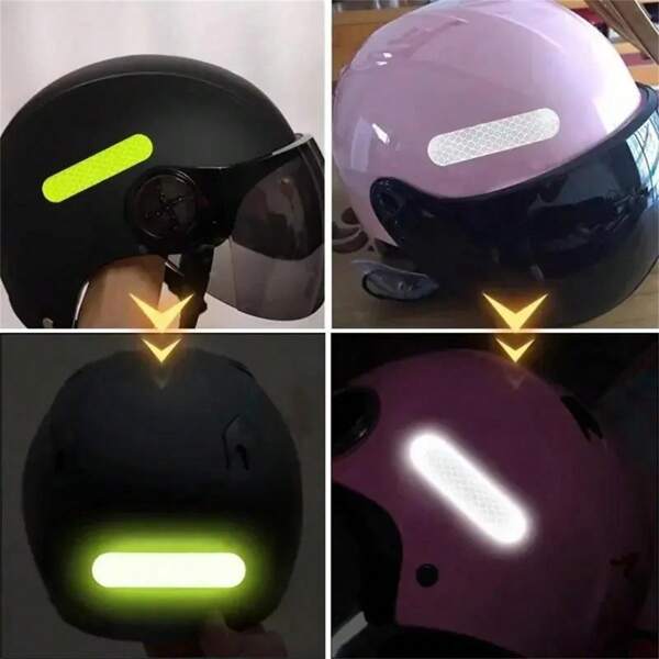 10 Stück PVC reflektierende Sicherheitsaufkleber, für Helme und Fahrzeuge - Wetterfeste Sichtbarkeitsaufkleber für Auto, Motorrad und Fahrradhelme - Links platziert, hell reflektierend