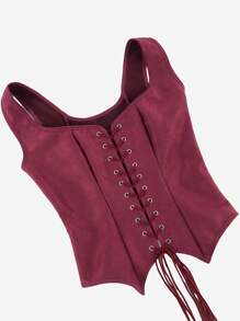 Lace-Up Front Wide Strap Women Corset Top Tank, Tight-Fitting Waist Slimming Bustier Top For Costume, Punk Crop Top, Clubwear, Cosplay, Halloween