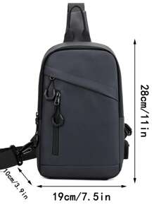 Casual Fashion Waterproof Men's Versatile Chest Bag, Solid Color Large Capacity Simple Messenger Bag, Outdoor Mini Sling Bag, Student School Backpack, Daily Commute, Multi-Function USB Port