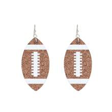 1 Pair Women's Fashion Football-Shaped PU Leather Dangle Earrings, Suitable For Sports Celebration And American Football Matches