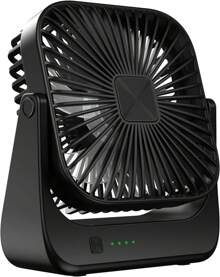 W&O Ventilatore da tavolo portatile con 4 velocità e inclinazione a 360° – potente flusso d'aria, mini ventilatore portatile ricaricabile (ultra silenzioso) per ufficio/camera da letto/cucina – adatto per uso esterno con design robusto