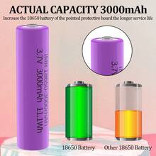 2/4/8/10 Pack 18650 Rechargeable Battery 3.7Volt Li-Ion Batteries 3000mAh Button Top For LED Flashlights Headlamps, Solar Lights & More - 2 Đếm - Xem 8